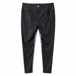 Avia Women’s Ultra-Soft Yoga Pants LG 32" Black White Cropped Stretch Activewear